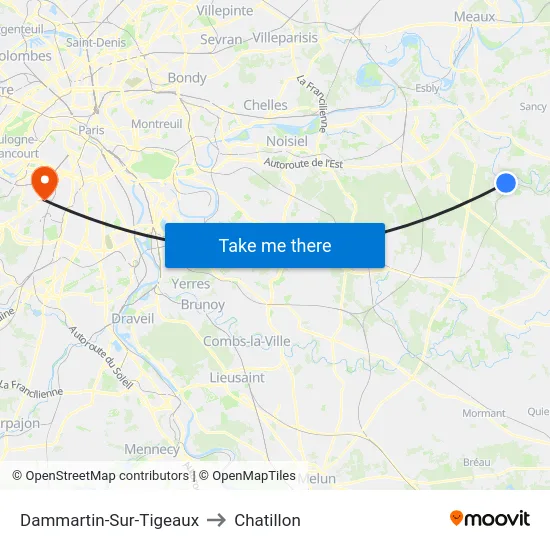 Dammartin-Sur-Tigeaux to Chatillon map