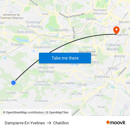 Dampierre-En-Yvelines to Chatillon map
