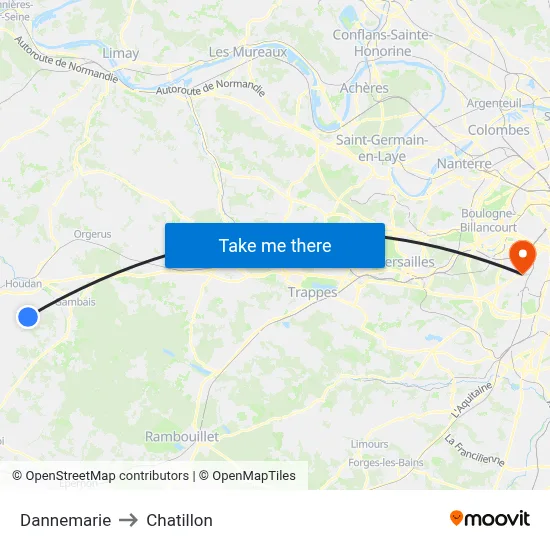 Dannemarie to Chatillon map