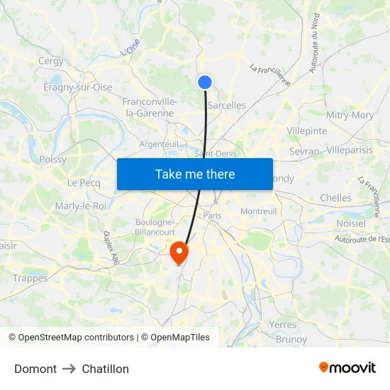 Domont to Chatillon map