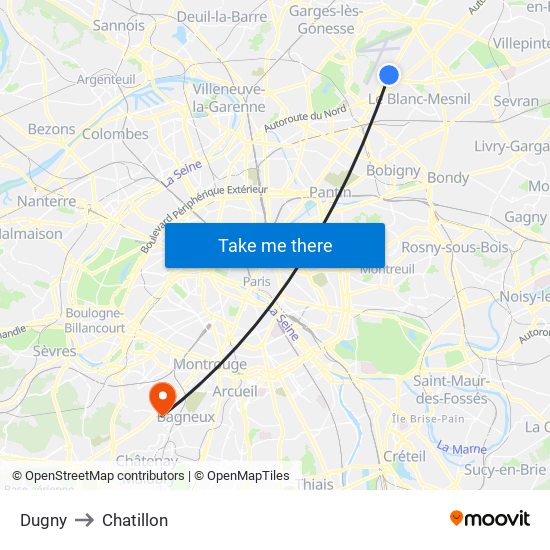 Dugny to Chatillon map