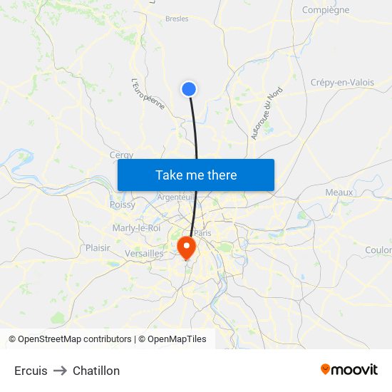 Ercuis to Chatillon map