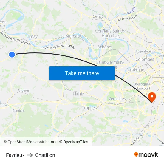Favrieux to Chatillon map