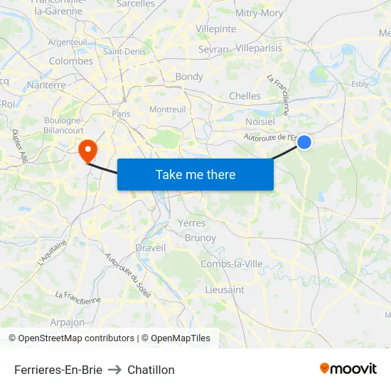 Ferrieres-En-Brie to Chatillon map