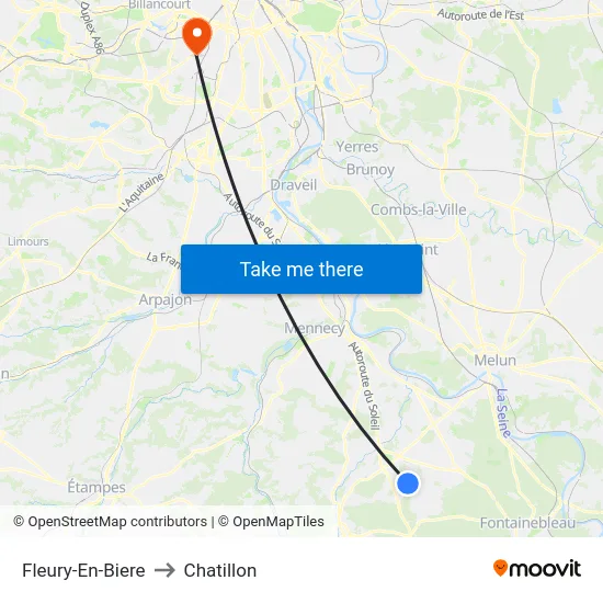 Fleury-En-Biere to Chatillon map