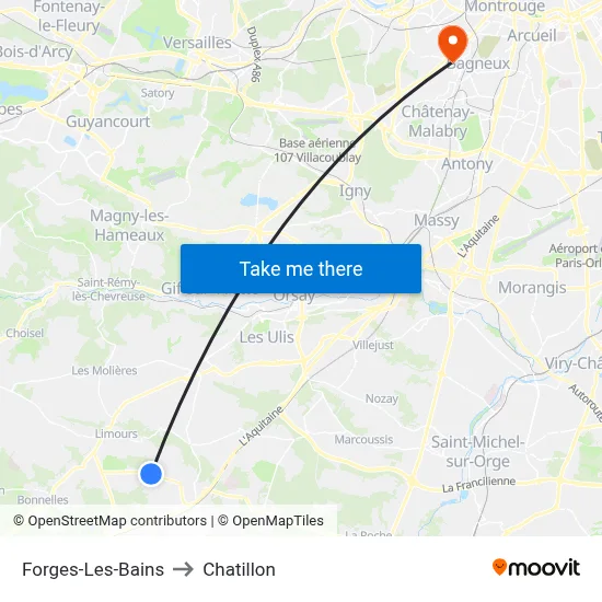 Forges-Les-Bains to Chatillon map