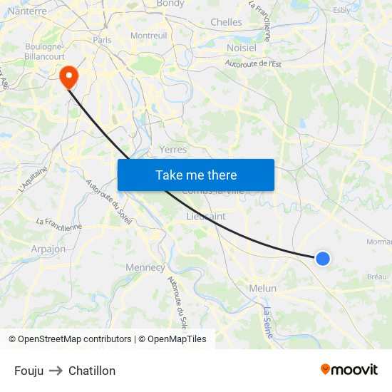 Fouju to Chatillon map