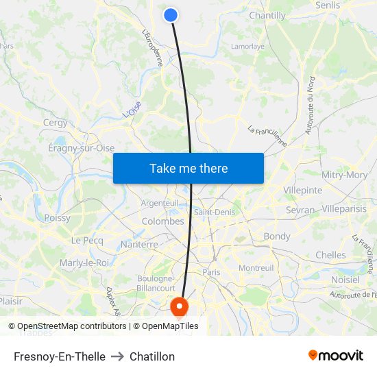 Fresnoy-En-Thelle to Chatillon map