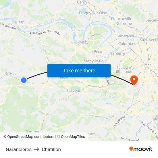 Garancieres to Chatillon map