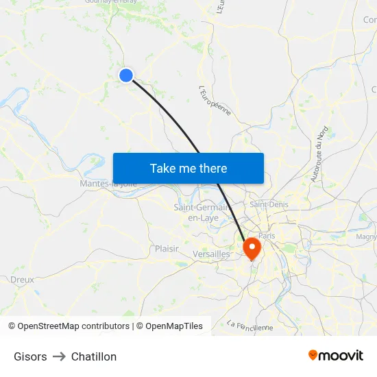 Gisors to Chatillon map