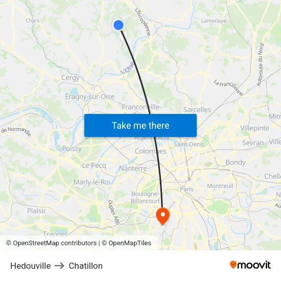 Hedouville to Chatillon map