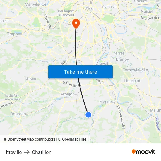 Itteville to Chatillon map