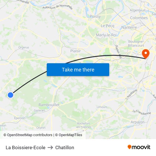 La Boissiere-Ecole to Chatillon map