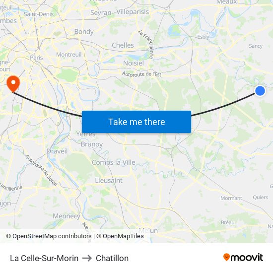 La Celle-Sur-Morin to Chatillon map