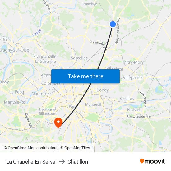La Chapelle-En-Serval to Chatillon map