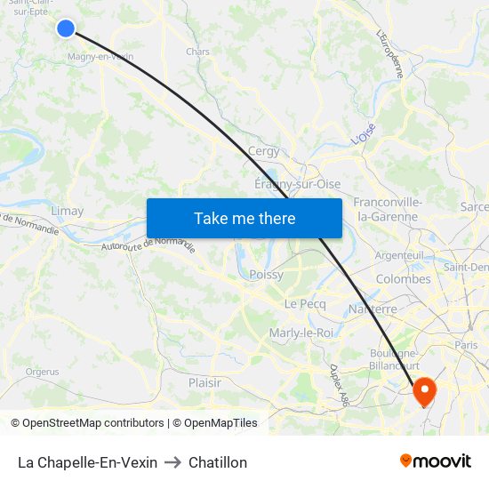 La Chapelle-En-Vexin to Chatillon map