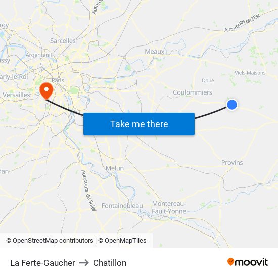 La Ferte-Gaucher to Chatillon map