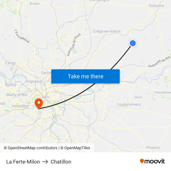La Ferte-Milon to Chatillon map
