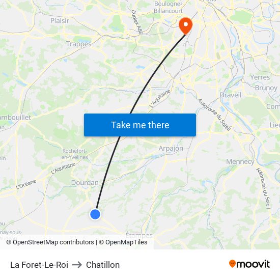 La Foret-Le-Roi to Chatillon map