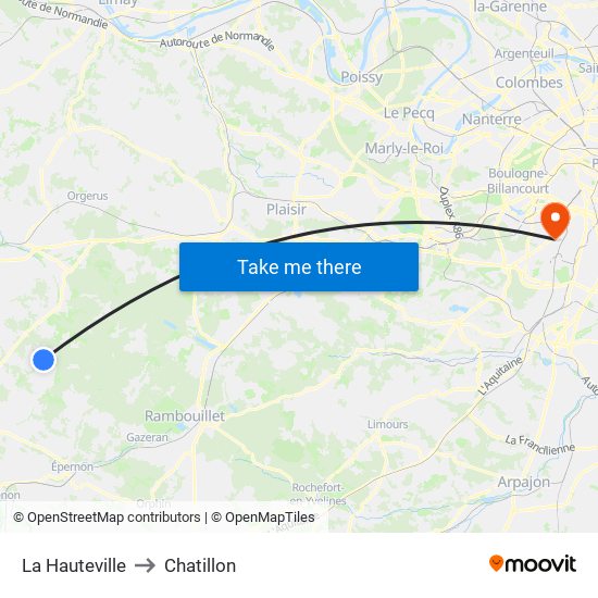La Hauteville to Chatillon map