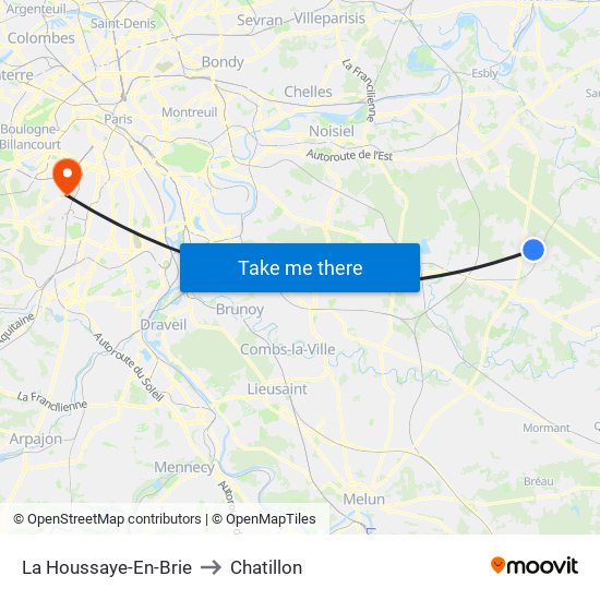 La Houssaye-En-Brie to Chatillon map