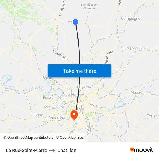 La Rue-Saint-Pierre to Chatillon map