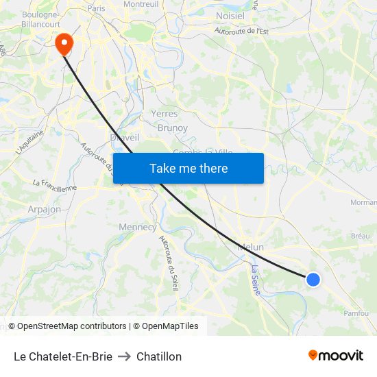 Le Chatelet-En-Brie to Chatillon map