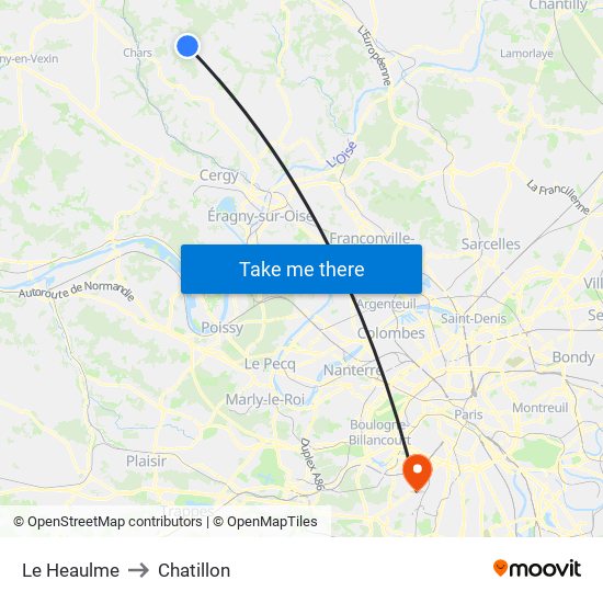 Le Heaulme to Chatillon map