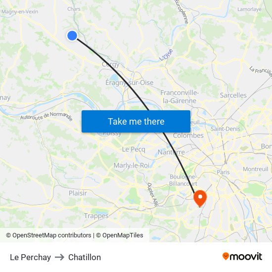 Le Perchay to Chatillon map