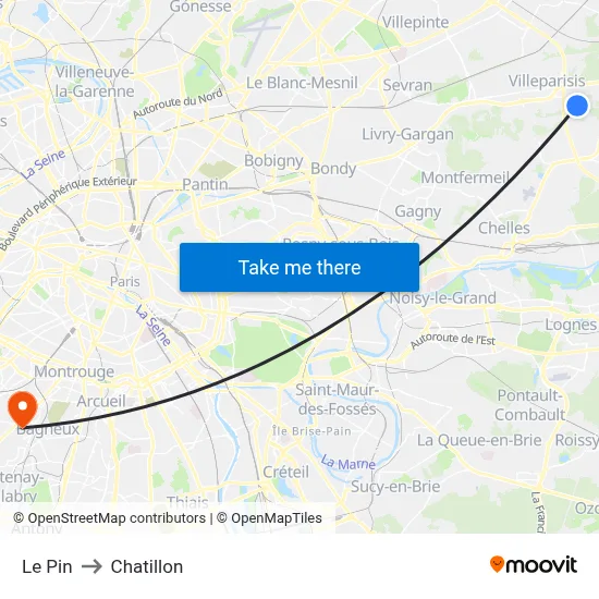 Le Pin to Chatillon map