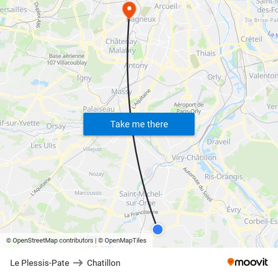 Le Plessis-Pate to Chatillon map