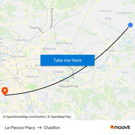 Le Plessis-Placy to Chatillon map