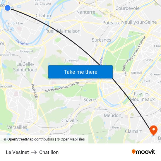 Le Vesinet to Chatillon map