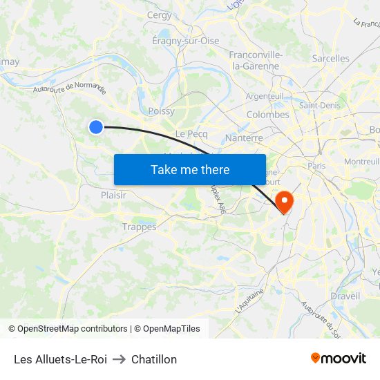 Les Alluets-Le-Roi to Chatillon map