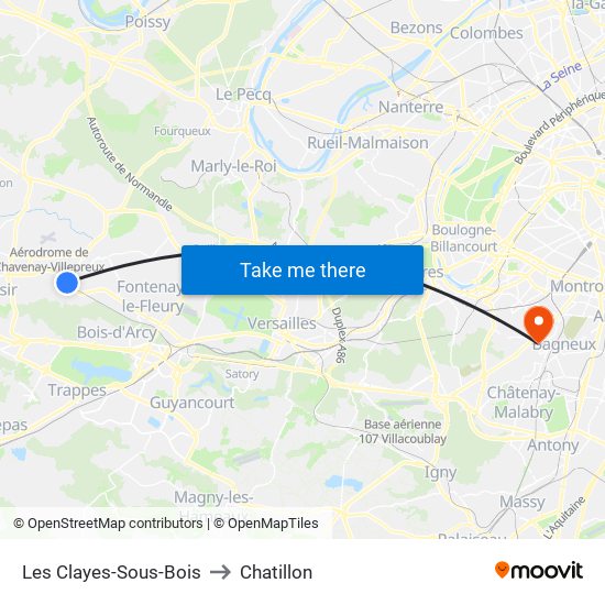Les Clayes-Sous-Bois to Chatillon map