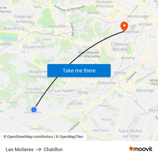Les Molieres to Chatillon map