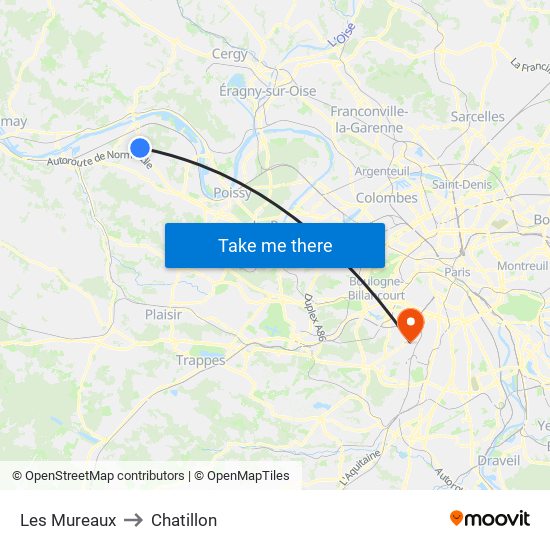Les Mureaux to Chatillon map