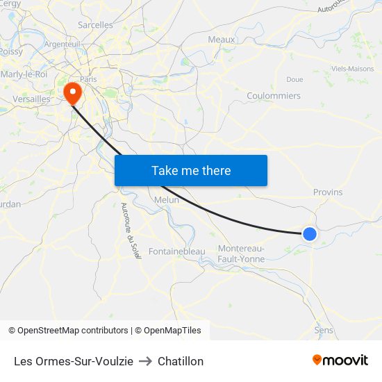 Les Ormes-Sur-Voulzie to Chatillon map