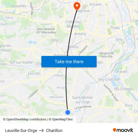 Leuville-Sur-Orge to Chatillon map