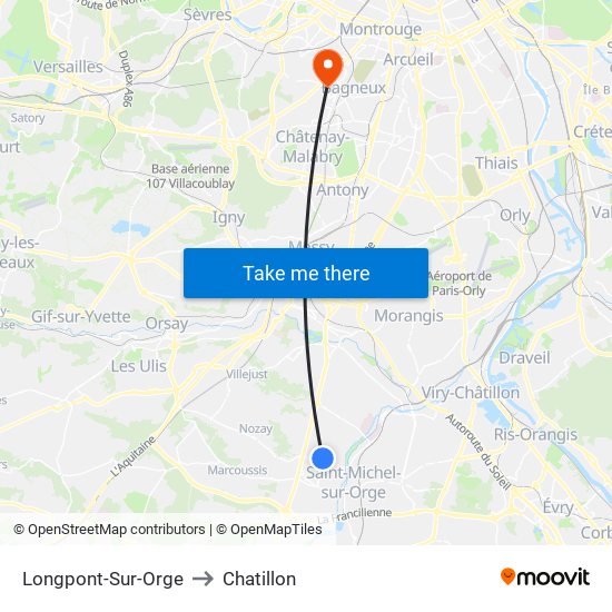 Longpont-Sur-Orge to Chatillon map