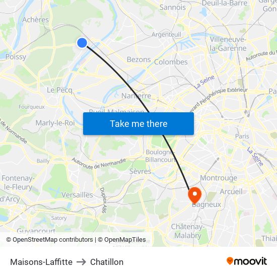 Maisons-Laffitte to Chatillon map