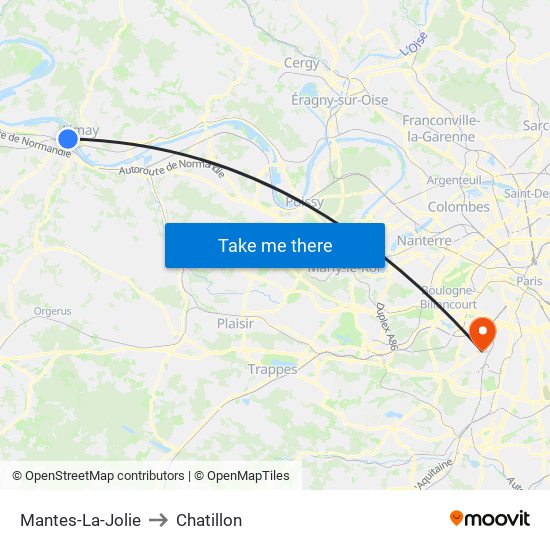 Mantes-La-Jolie to Chatillon map