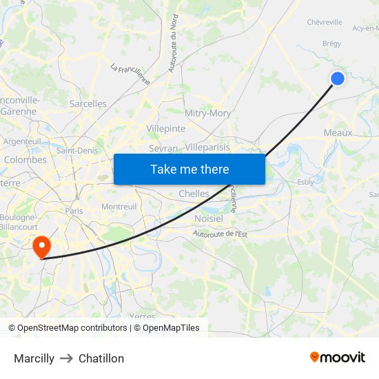 Marcilly to Chatillon map