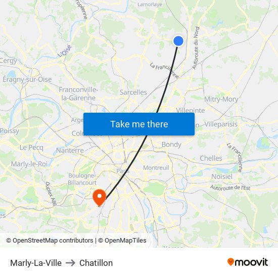 Marly-La-Ville to Chatillon map