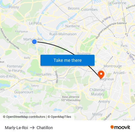 Marly-Le-Roi to Chatillon map