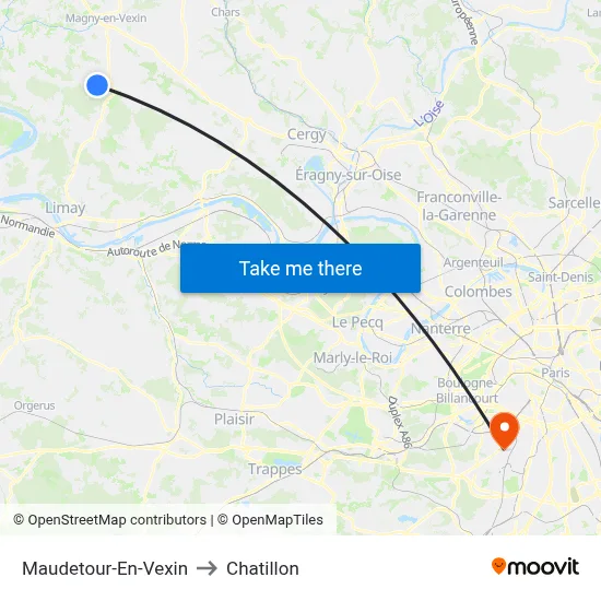 Maudetour-En-Vexin to Chatillon map