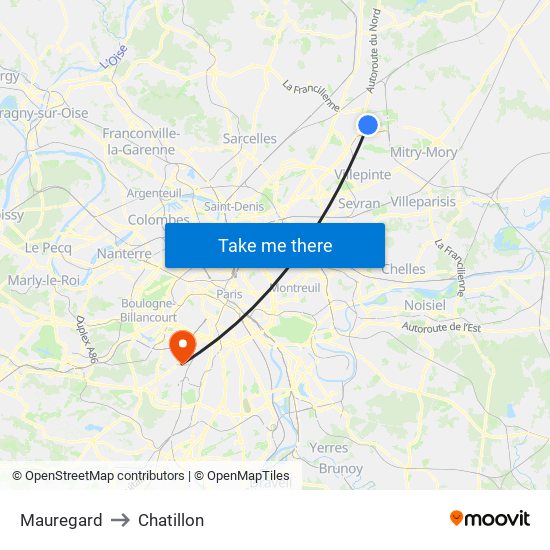 Mauregard to Chatillon map
