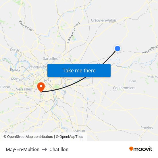 May-En-Multien to Chatillon map
