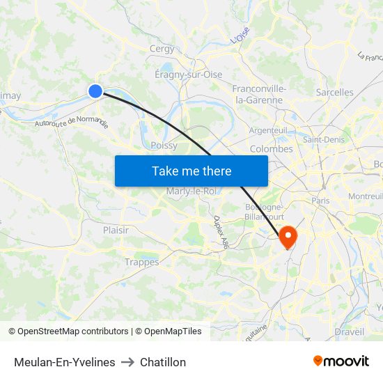 Meulan-En-Yvelines to Chatillon map