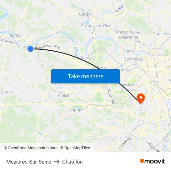 Mezieres-Sur-Seine to Chatillon map